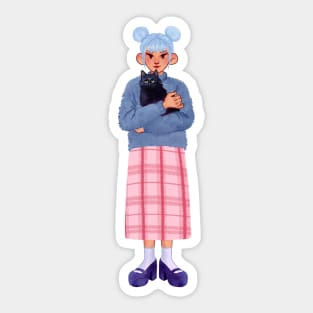 Magical Girl with a cat Sticker